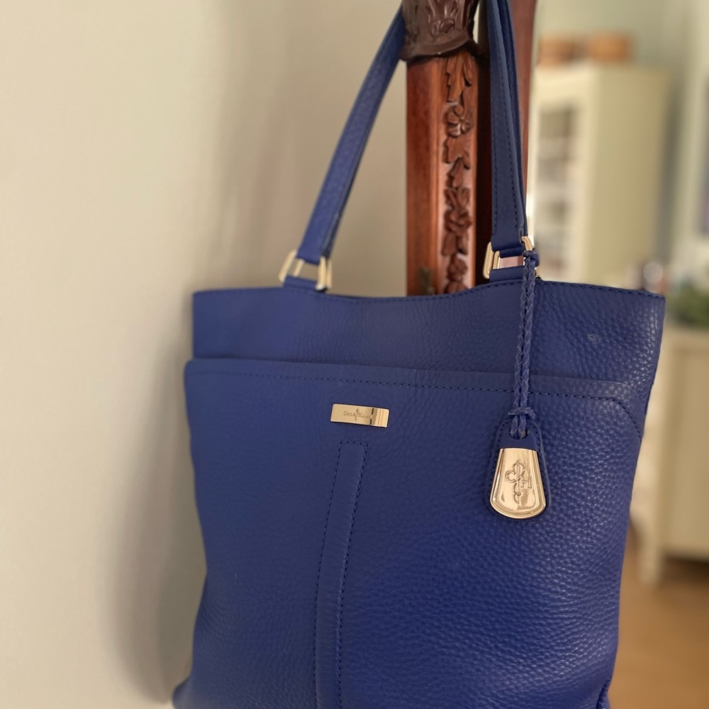Chic Blue COLE HAAN Tote Bag with Gold Accents